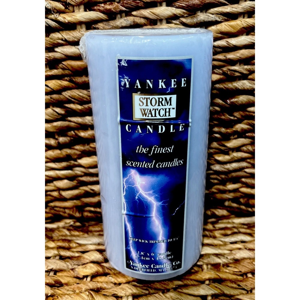Yankee Candle STORM WATCH Blue Pillar Candle Retired HTF 2.8"x 6" Sealed NOS NEW